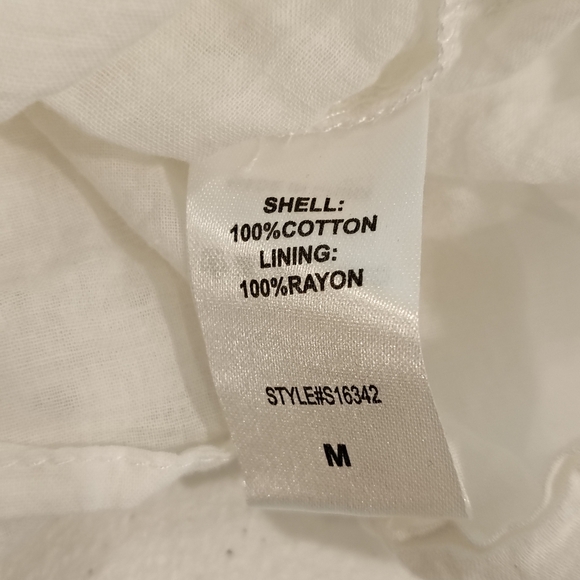 IMPRESSION WOMENS MED WHITE EYELET V NECK FLUTTER SLEEVE BABYDOLL PEPLUM BOHO - Picture 6 of 7